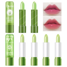 6 Stück Aloe Vera Lippenpflege,Verfärbung Aloe Vera Lipstick,Farbwechselnder Lippenstift,Beugt Effektiv Trockenen Lippen und Abblättern Vor,Geeignet für Männer und Frauen