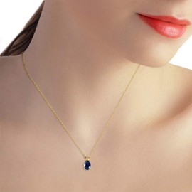 Galaxy Gold GG 1 Carat 14k14 Solid Gold Oval-shaped Natural Sapphire Pendant Necklace