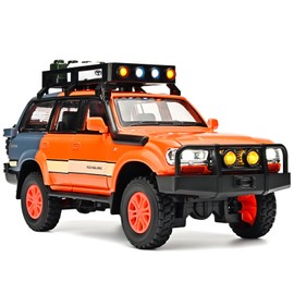 OANMYJJO Cars for Boys 1/24 Diecast Car Land Cruiser LC80 Model,Pull Back Cars with Light and Sound,Die Cast Metal Landcruiser Car Model Collectible,Cars for Kids Ages 4-8（Orange）