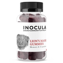 Lions Mane Gummies 2000mg with Vitamin B6 | High Strength Lions Mane Supplement | Mushroom Extract | Natural Blueberry Flavour | 60 Vegan Gummies | by Inocula