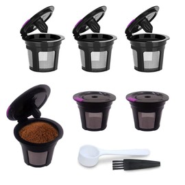 Reusable K Cups for Keurig, 6 Cups/Pack K Filter Keurig Pod Refill Coffee Cups Empty Coffee Capsule Compatible for Keurig 2.0 & 1.0 Brewers