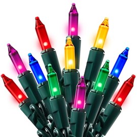 Joiedomi - Guirnalda de luces navideñas multicolor, 100 unidades, 21,4 pies, luces para árbol de Navidad, enchufables, para decoración de interiores y