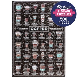 Ridley's Coffee Lover’s 500-Piece Jigsaw Puzzle – Coffee Puzzle with Informational Image, Sturdy Storage Tube Included – Activity Puzzle – Makes a Great Gift