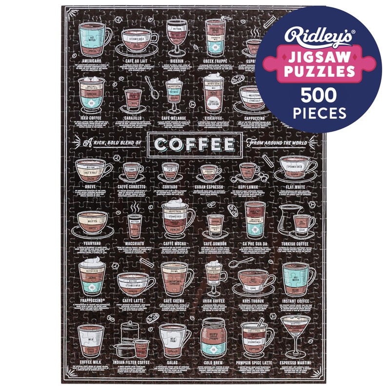 Ridley's Coffee Lover’s 500-Piece Jigsaw Puzzle – Coffee Puzzle with