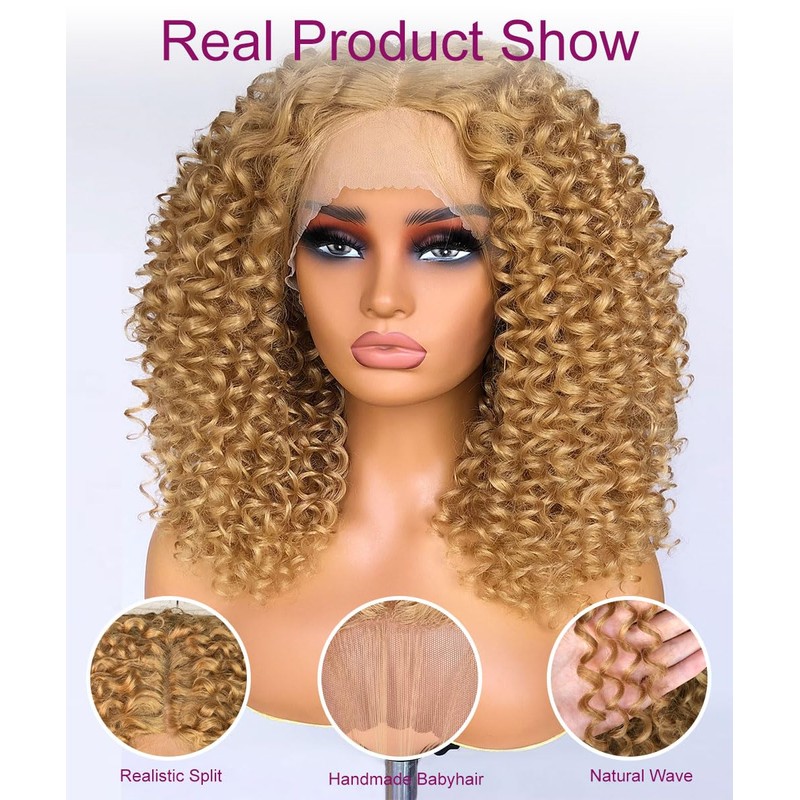 Lizzy 16 Zoll Curly Spitze Vorderseite Perücken für schwarze Frauen