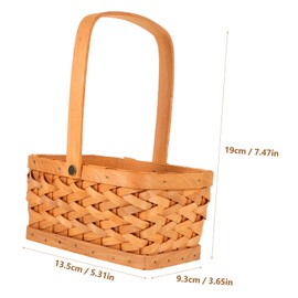 BESPORTBLE Woven Flower Basket with Handle Decorative Picnic Basket for Flowers Storage Sundries Multipurpose Honey Colored for Events Home Use