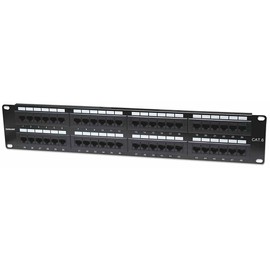 Intellinet 48-Port Cat-6 Network Patch Panel Rack-Mount – Installer Grade 3mm 50 Micro-inch Gold Plated Jack Contacts - Black, 560283