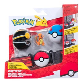 Jazwares Pokemon Charmander Clip 'N' Go - Juego de cinturón - Figura de batalla Charmander de 2 pulgadas con clip 'N' Go Belt Plus Ultra y accesorios de bola de señuelo