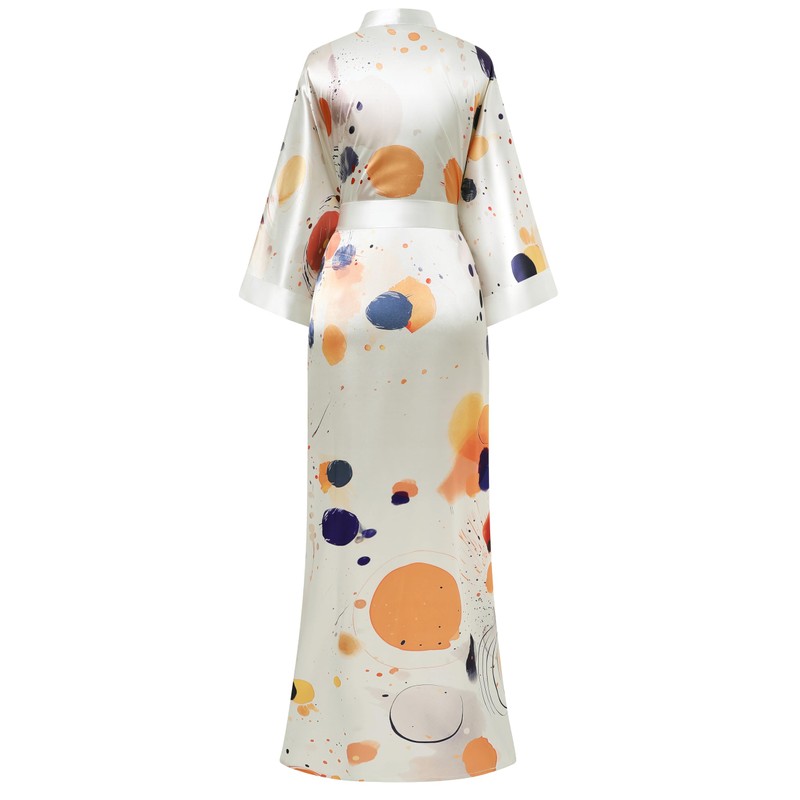 PRODESIGN Kimono Robes for Women - Long Satin Sleepwear Silky