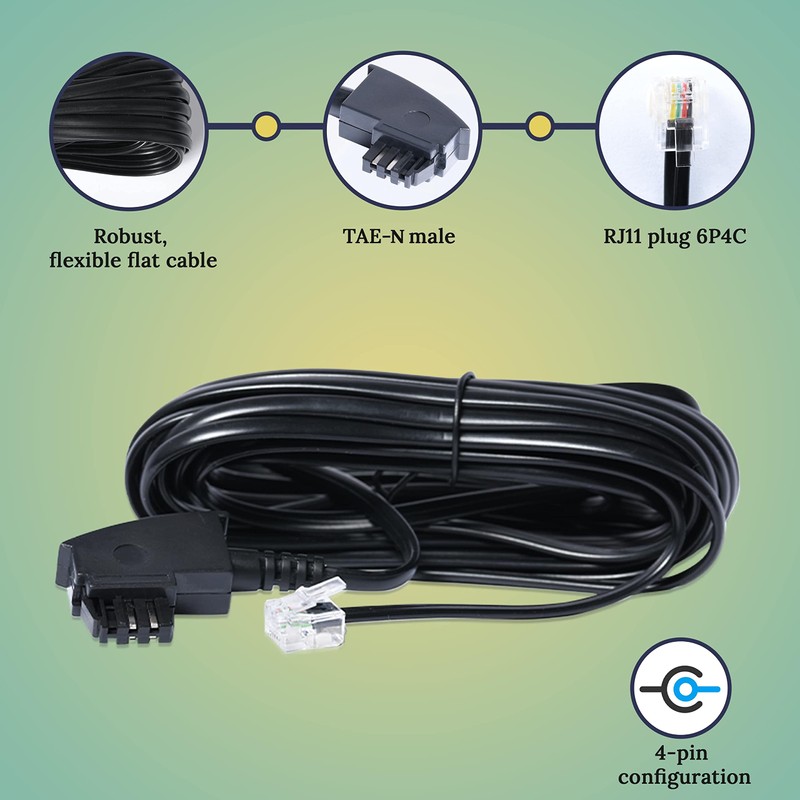 TPFNet 6 m Modular Cable TAE-N Plug to RJ11 Plug