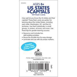 Carson Dellosa | US States and Capitals Flash Cards | Ages 8+, 109ct