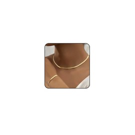 Gold Choker Necklaces for Women Dainty Snake Chain Necklace and Bracelet Set Flat Gold Necklace and Bracelet Set Snake Chain Jewelry (Gold)