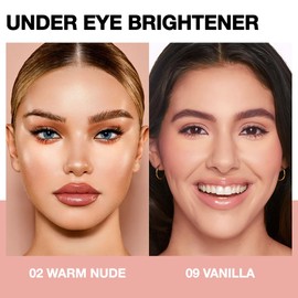 evpct 2Pcs under Eye Brightener, Nourishing Luminous under Eye Concealer Color Corrector for Dark Circles, Waterproof Naturactor Concealer Pot make up for face Eye Ring corrector de ojeras, 02# & 09#