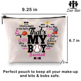 Zuo Bao Baseball Mom Makeup Bag Baseball Lover Gift That's My Boy Cosmetic Bag Team Mom Gift, Baseball Mom