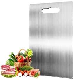 Generic Titanium Cutting Board, Stainless Steel Food Grade Cutting Board, Titanium Cutting Board for Kitchen, 14 * 10 Inch, Meat, Fruit, Vegetable Cutting Boards, Medium, Silver