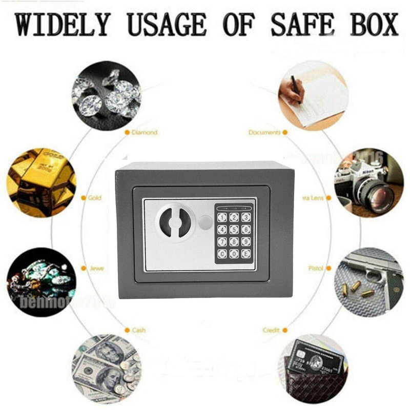Lucn Electronic Safe Box Password Case 4.6L Grey Steel Digital/Key