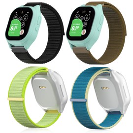 EWUONU 4 pack Adjustable Braided 20mm Band Compatible with Gizmo Watch 3 2 1/Gabb Watch 3e 3 2 1/SyncUP Kids Watch，Hypoallergenic & Durabl