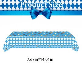 Oktoberfest Tablecloth, Oktoberfest Decorative Plastic Tablecloth Waterproof Blue White Diamante Tablecloth Bavarian Party Decoration Accessories, 137 cm x 274 cm