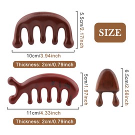 Equivira 3pcs Wooden Scalp Massager Comb, Hair Gua Sha, Wood Scalp Massager Hair Growth, Wooden Nose Scraper Scalp Comb Guasha Tool ﻿for Women Men Older