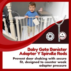 4-Pack Baby Gate Banister Adapter Y Spindle Rods M10 (10mm), Threaded for Pressure Mounted Baby and Pet Safety Gates, Includes Mounting Bolts