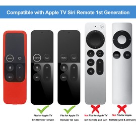 TOKERSE 2 Pack Remote Case Compatible with Apple TV 4K/HD 4th Gen (1st Gen) Siri Remote, Silicone Cover Sleeve Skin Compatible for Apple TV 4K HD 4th 5th Generation Siri Remote Control - Black Red