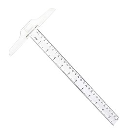 LEEQBCR 12 Inch/30 cm Plastic T-Ruler for Drafting, Transparent, Metric, T-Square