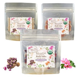 Bath Salt, Magnesium, Aroma Bath Salt, Rosewood, Geranium Hot Bath, Aromatic Bath, Moisturizing (Trial Set, Gift, Present) (Extra 3.5 oz (100 g) Pack of 3, White Rock Salt, Pink Rock Salt, Red Rock