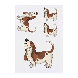 4 x 'Basset Hound Howl' Temporary Tattoos - Water Resistant, Skin-Safe, Non-Toxic Transfers, Mixed Sizes (TO00083298)