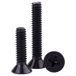 #6-32 x 2 Flat Head Machine Screws Black, Phillips Drive, 304 Stainless Steel 18-8, Black Coated Finish, Corrosion Resistant Countersunk Head Machine Screws, Full Thread, Coarse Thread, 50 PCS