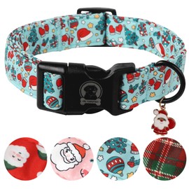 Mr.CHUBBYFACE Christmas Dog Collar, Blue Christmas Box Dog Collar with Quick-Release Buckle, Cute Comfortable Dog Collar for Small Medium Large Dogs