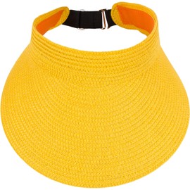 styleBREAKER 04023097 Women's Paper Straw Visor Cap Plain Adjustable Sun Visor Sun Hat, yellow