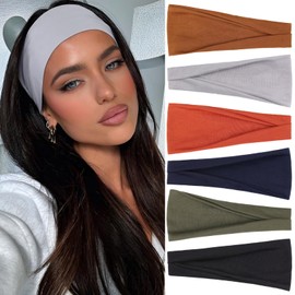 RuiYok Non-Slip Headbands Set for Women's Hair 6 PCS Cotton Soft Wide Head Bands for Yoga Running Exercise Trendy Elastic Hairbands for Women
