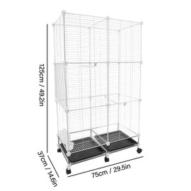 Giciashop 49-Inch Wrought Iron Bird Cage, 3 Tier Large Bird Cage Parakeet Cage with Cup, Bowl, Trays, Rods and Wheels, Suitable for Canaries, Parrots, Sparrows (Iron mesh)