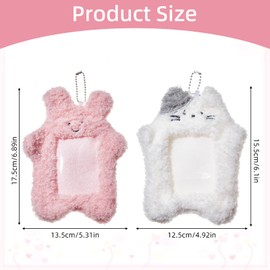 NICENEEDED 2PCS Photocard Holder Kawaii Cute Plush Holders Photocard Sleeves with Lanyards ID Bus Card Accessories