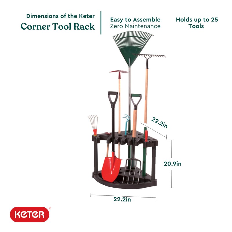 Keter Compact Corner Tool Rack for Maximum Storage and Organization
