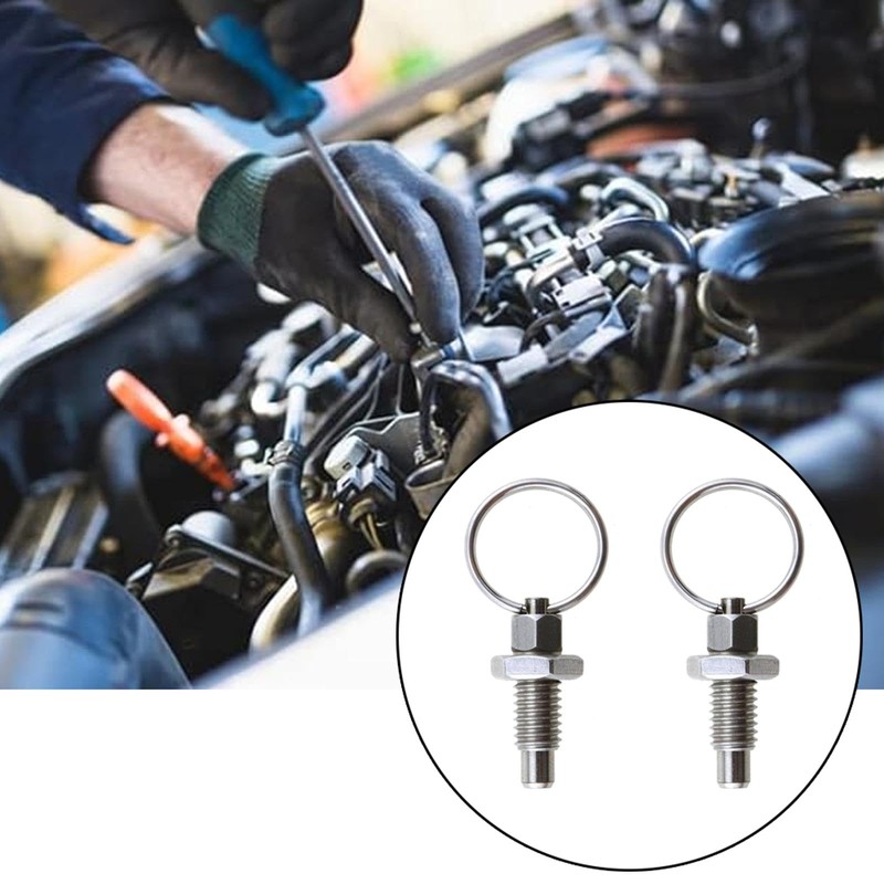 2 Pieces Locking Bolt with Pull Ring, Stainless Steel Spring