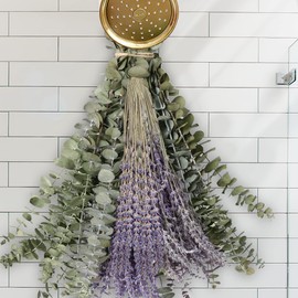 120 PCS Dried Eucalyptus Stems & Lavender Flowers Bundle for Shower, 17'' Natural Real Eucalyptus Leaves Greenery Hanging & Lavender Shower Plant, Fragrance, Decor