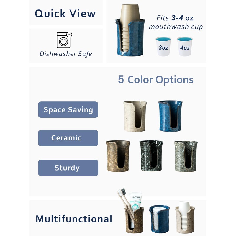 YHOJOY Bathroom Cup Holder, Ceramic Bathroom Cup Dispenser 3 Oz,