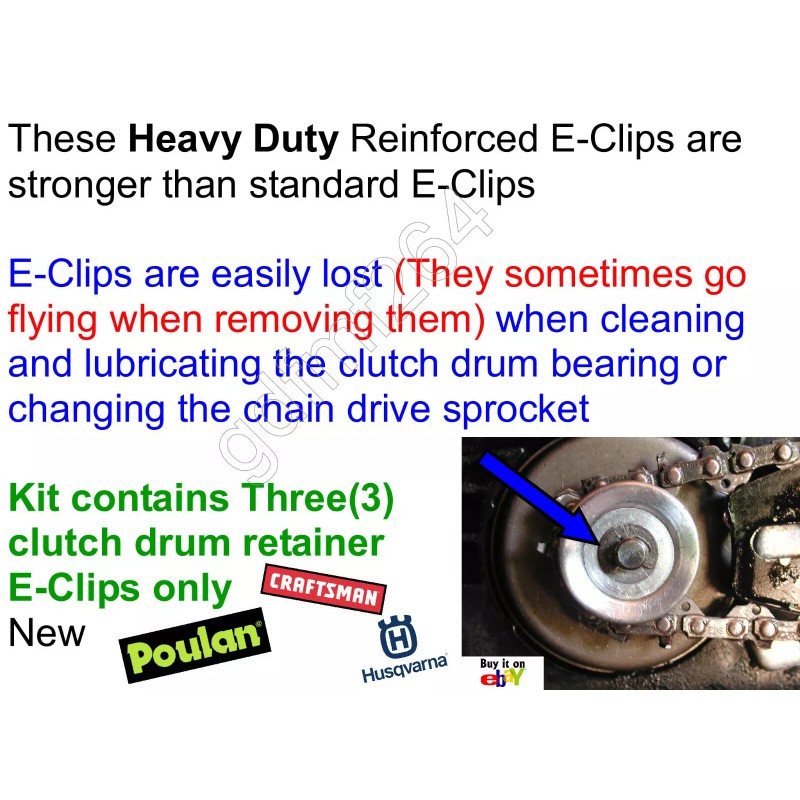 Poulan Craftsman Husqvarna Clutch Drum E-Clip Ring Set of Three(3)
