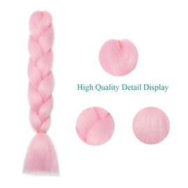 24 Inch Braids Extensions, Jumbo Braids, Synthetic Hair, 1 Bundle, Kanekalon Synthetic Crochet Hair, Braiding Hair, Afro Box Braiding (Pink)