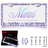 Murimt Purple Bling License Plate Frame 1 Pack Rhinestone Bedazzled