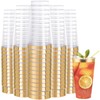 DaYammi 100 Pack Gold Plastic Cups 16 Oz Elegant Clear