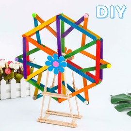 DIYEAH 200Pcs Wooden Craft Sticks Ice Cream Popsicle Wide Lollipop Sticks for DIY Art Projects and Baking Decorations