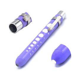 OdontoMed2011 Medical Pen Lights for Nurses Doctors, Reusable LED Medical Penlight Flashlight with Pupil Gauge, White Light, Purple Color Penlight