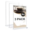 Samamoca 3 Pack A4 Acrylic Sign Holder,Clear Poster Menu Holders,