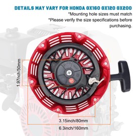 Mannial Recoil Starter with Start Cup fit Honda GX120 GX160 GX200 4/5.5/6.5hp Engine Motor Replace # 150-703 31-052 28400-ZE1-003ZF 28400-ZH8-013YA