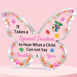 FMCC Autism Teacher Gifts- Autism Gifts for Teachers Thank You Teacher Gifts Autism Acrylic Plaque It Takes a Special Teacher to Hear what a Child Can not Say
