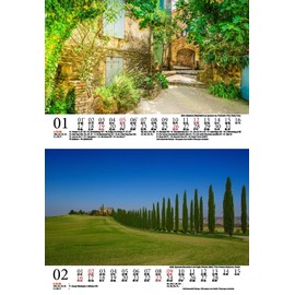 Travel Magic Mediterranean Wall Calendar DIN A5 for 2025 Mediterranean City Holiday Sea Set Contents: 1 x Calendar, 1 x Christmas Card (Total 2 Pieces)