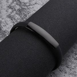 Fashion Jewelry Silicone Rubber Black Bar Stainless Steel Men Bracelet Bangle - Color: black