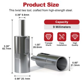 APIOLO 9 Gauge Drill Chuck Tool for Fence Wire Twisting - EZ Twist Ties Adapter, High-tensile Wire Twisting, Easy Installation for Fence Repairs, DIY Projects, Compatible with Any Standard Drill